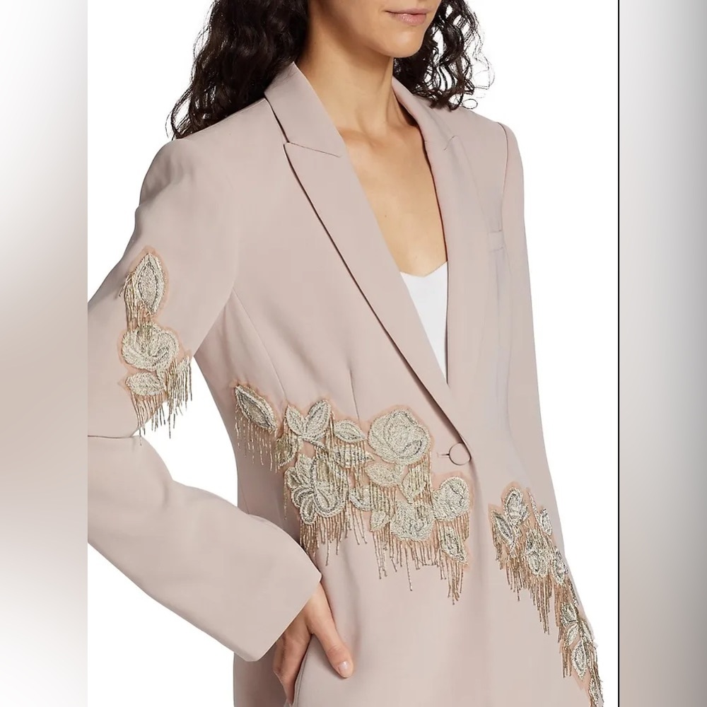 NWT $795 CINQ A SEPT Candace Crepe Floral Embroidered Jacket Blazer - Picture 2 of 13